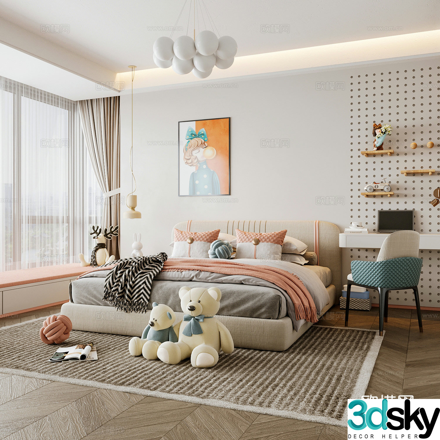 Modern children’s room boy’s room girl’s room 3d model
