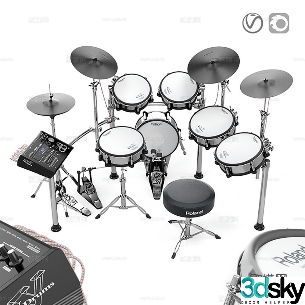 Musical instrument Percussion Electronic Drum 3D Model