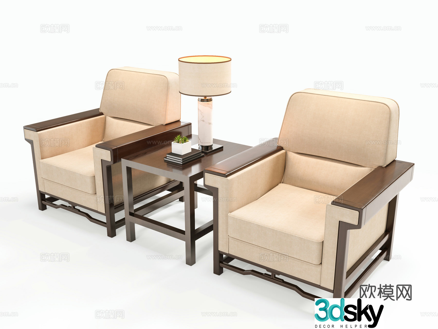 New Chinese single sofa 3D model