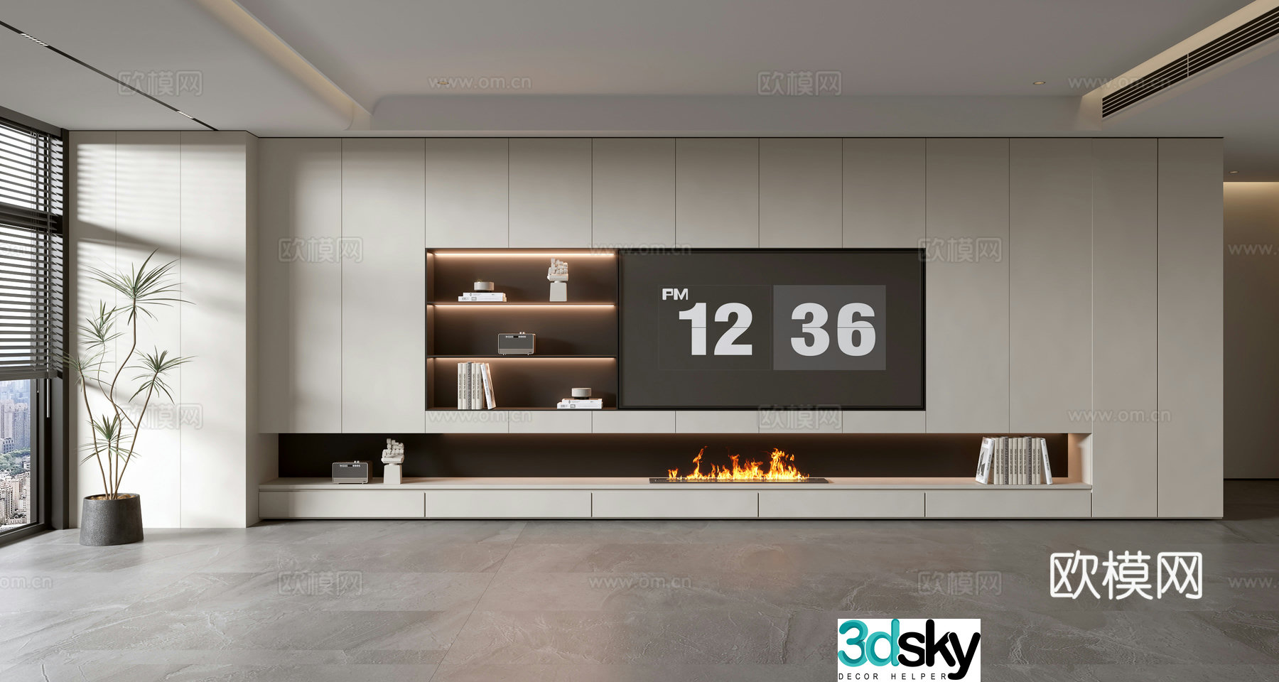 Modern TV background wall 3d model
