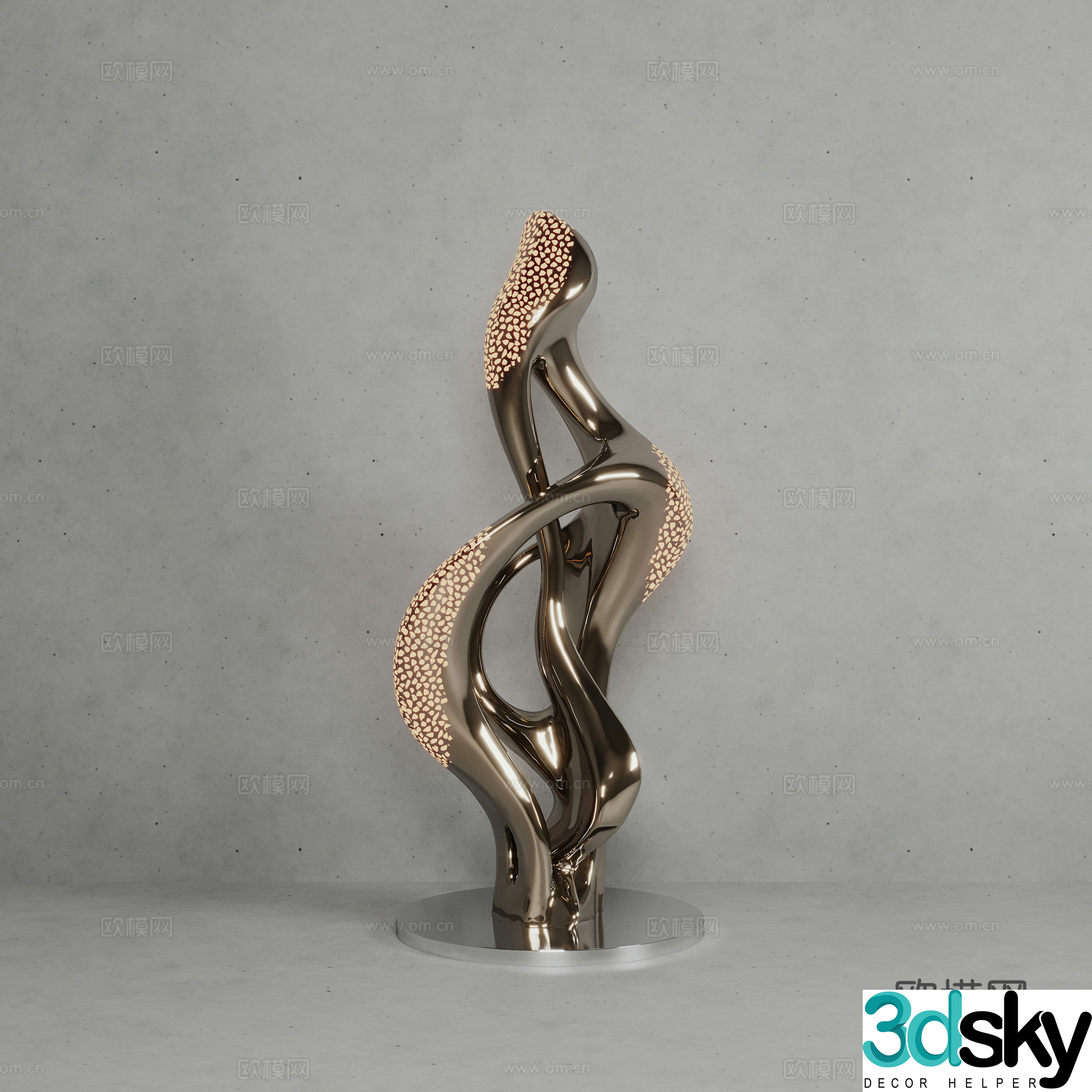 Modern abstract sculpture decorative ornament 3d model