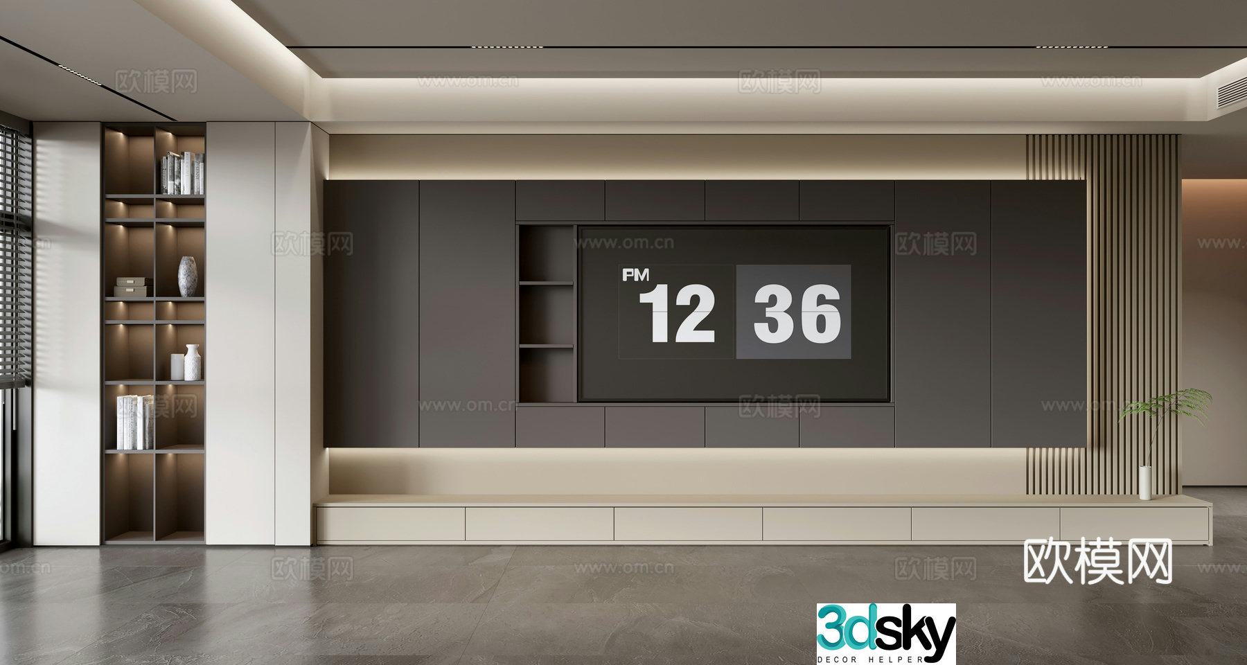 Modern TV background wall 3d model