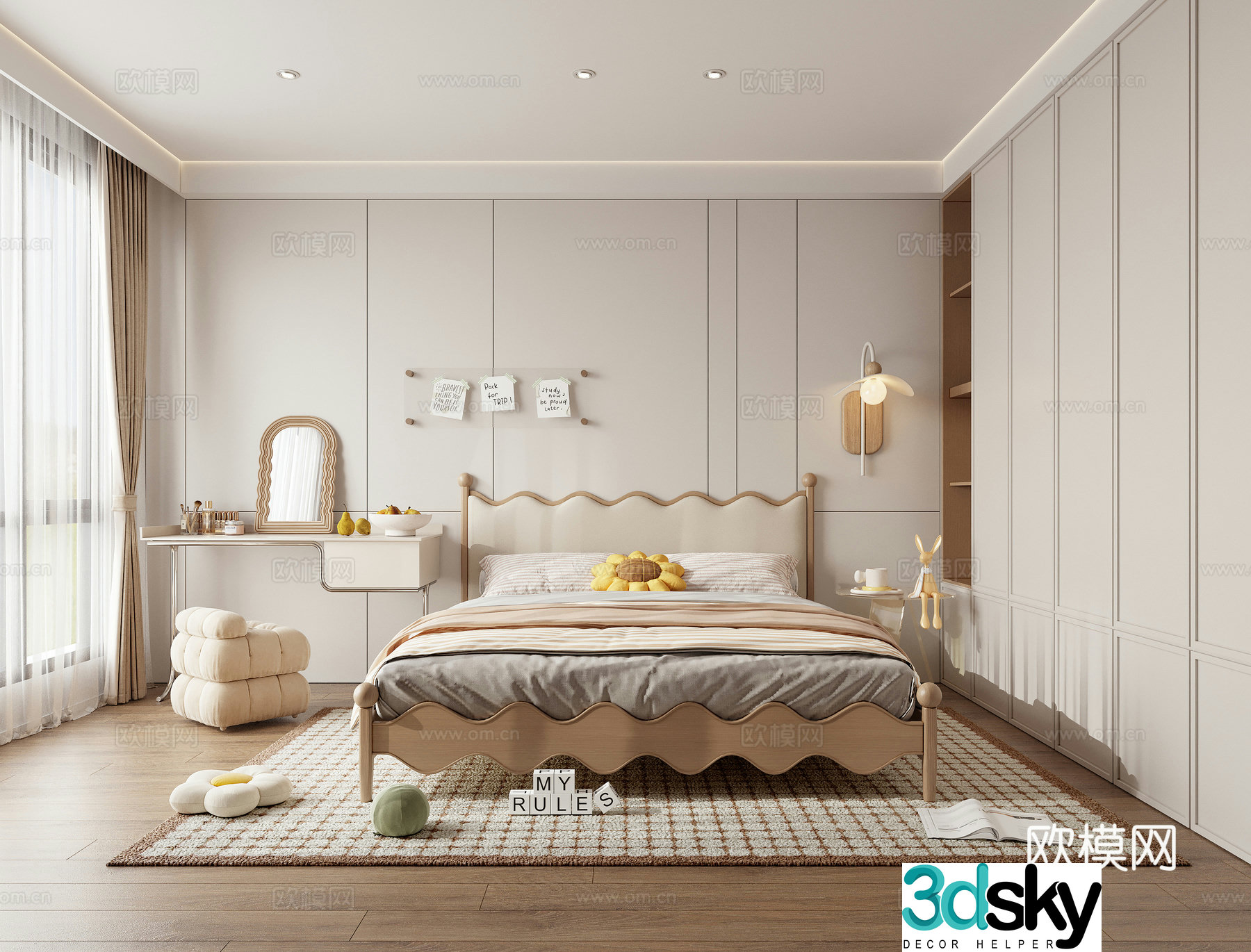 Modern children’s room girl’s room 3d model