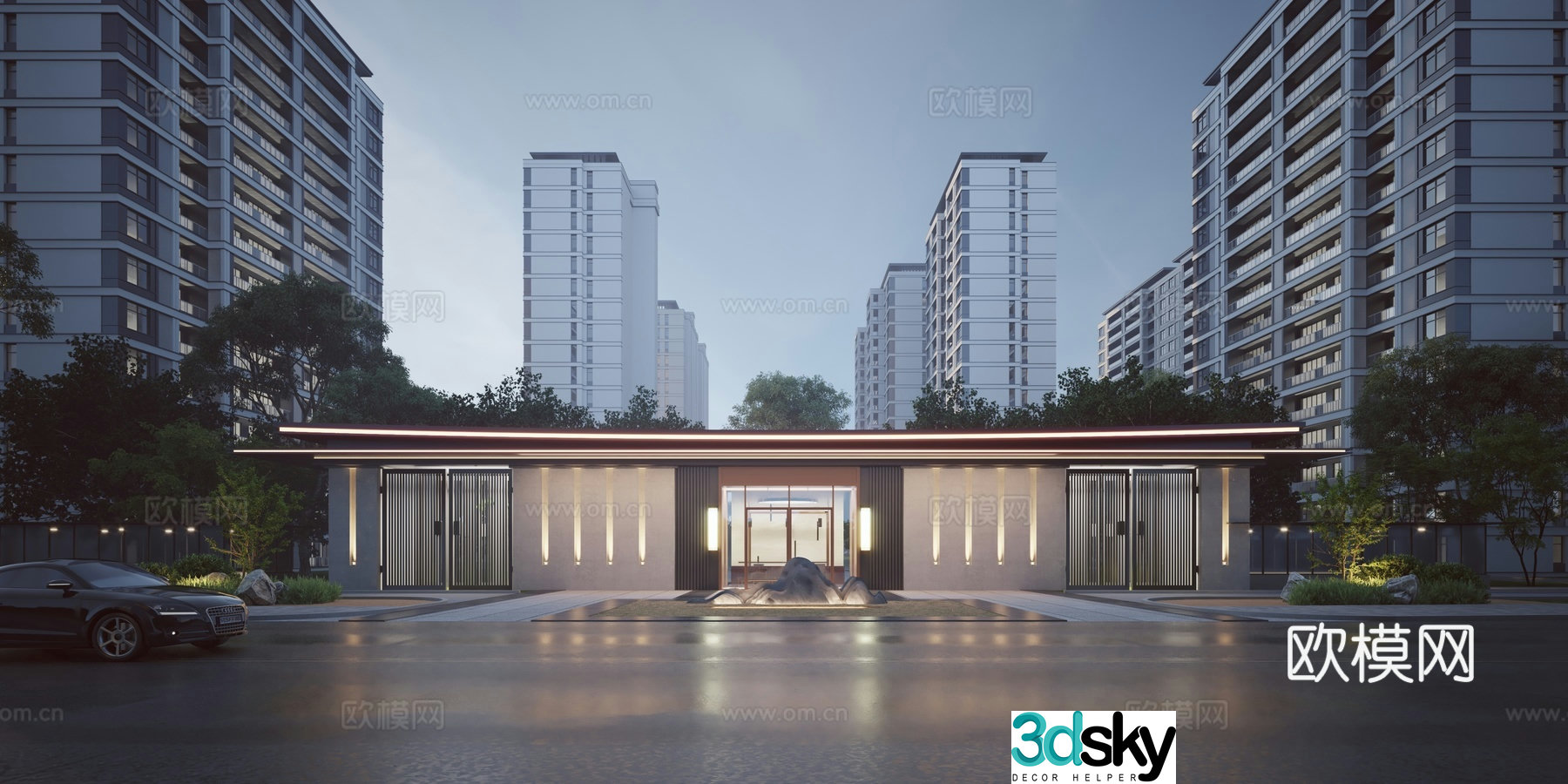 High -rise community gate 3D model
