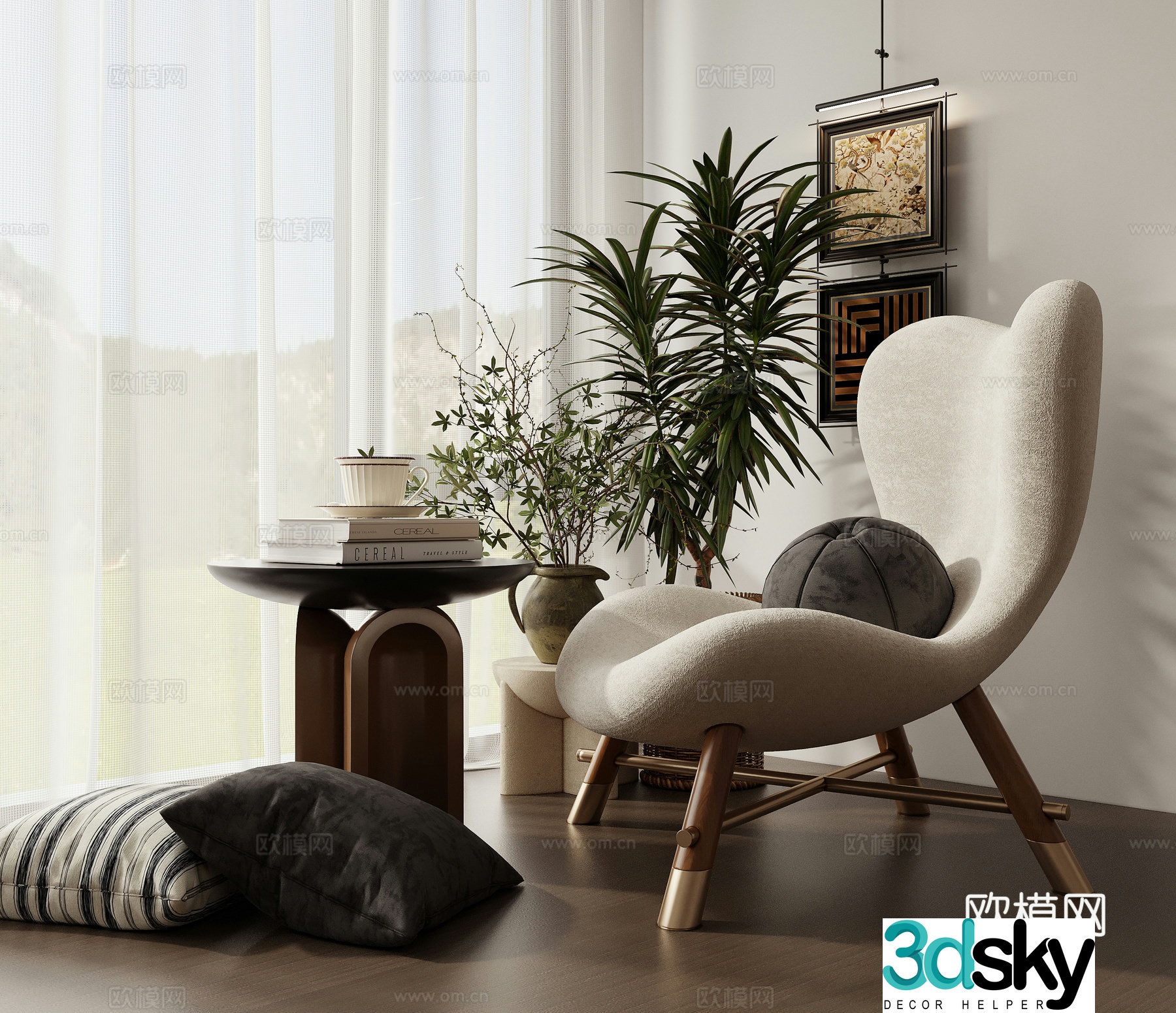 French casual chair sofa chair 3D model
