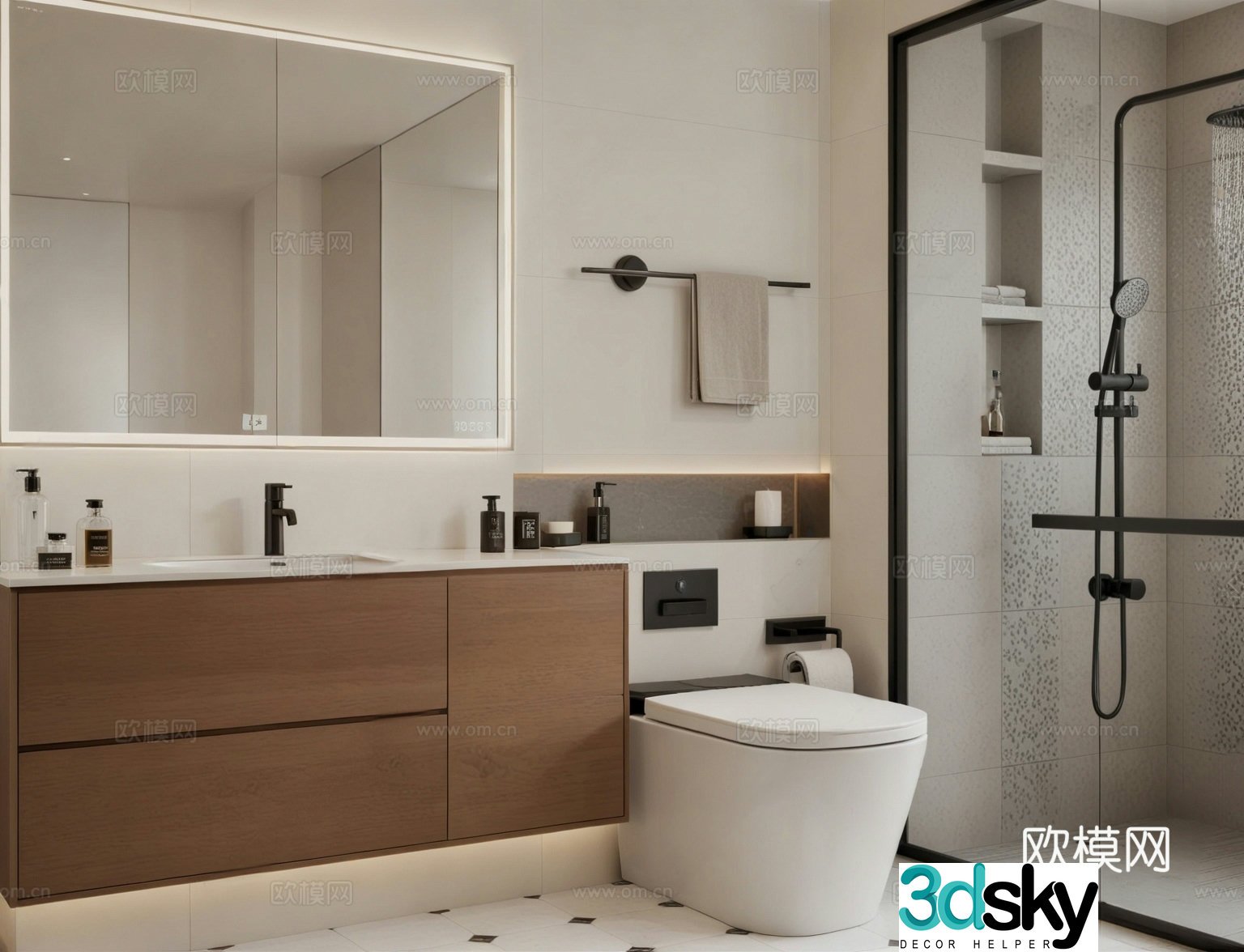 Middle style bathroom 3d model