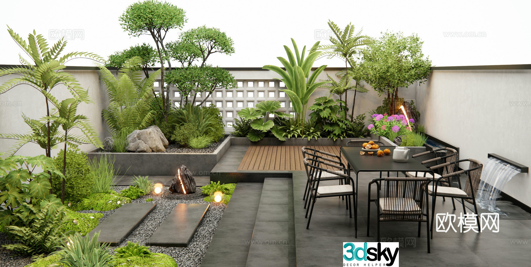 Modern courtyard garden garden landscape 3D model