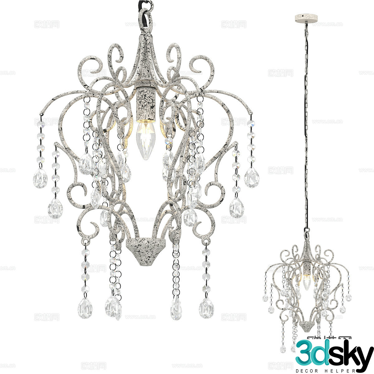 French Chandelier Restaurant Chandelier 3D Model