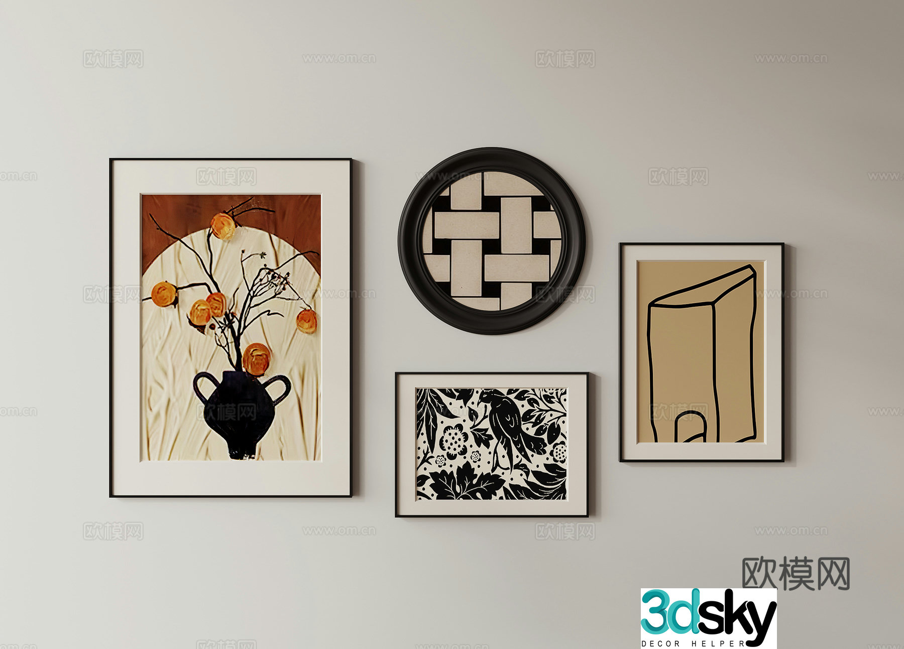 Medieval style hanging painting decorative painting 3d model
