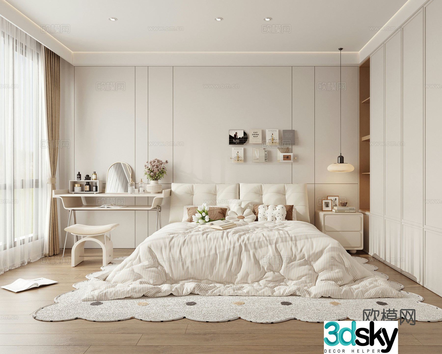 Creamy Bedroom Master Bedroom 3D Model
