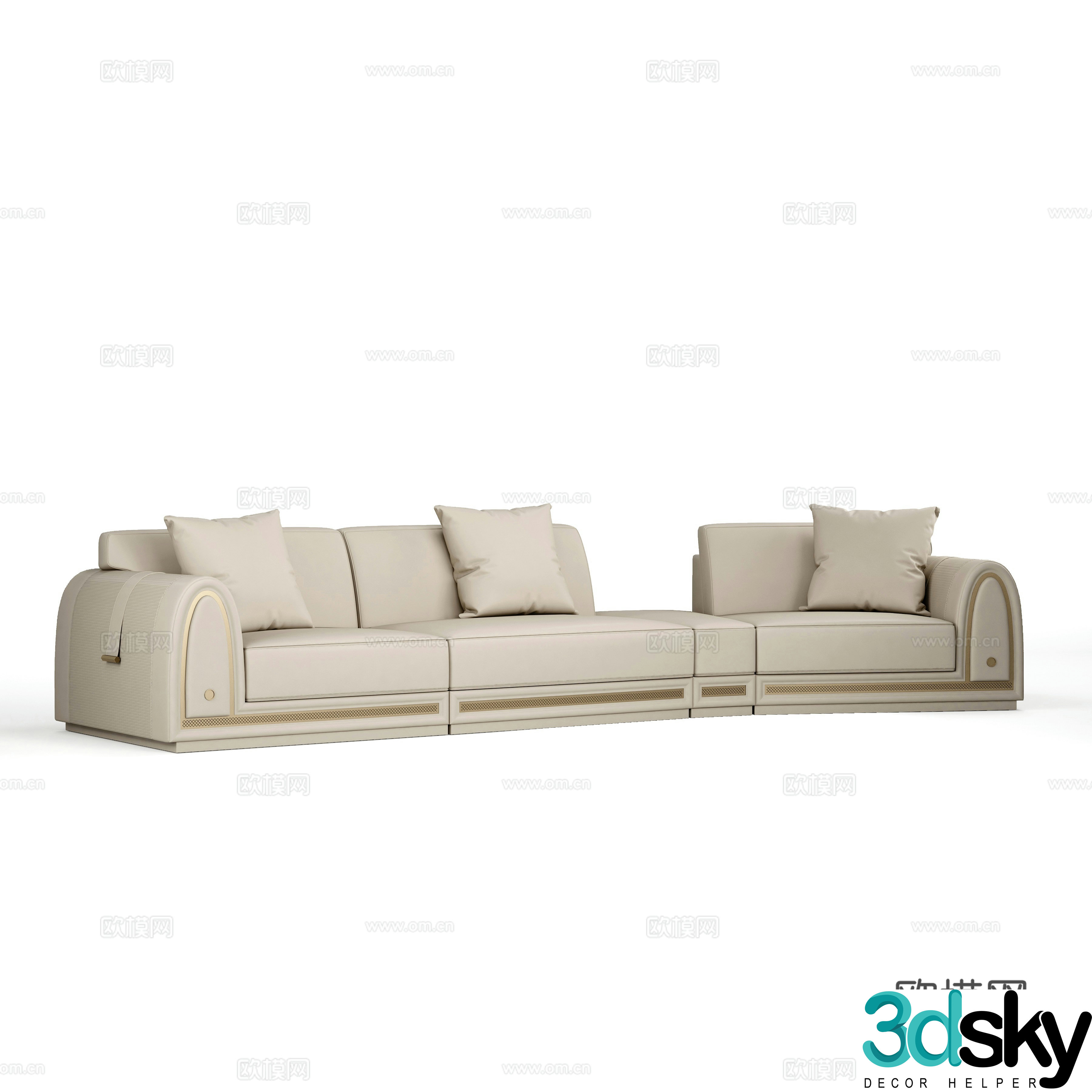 Modern three -person sofa 3D model