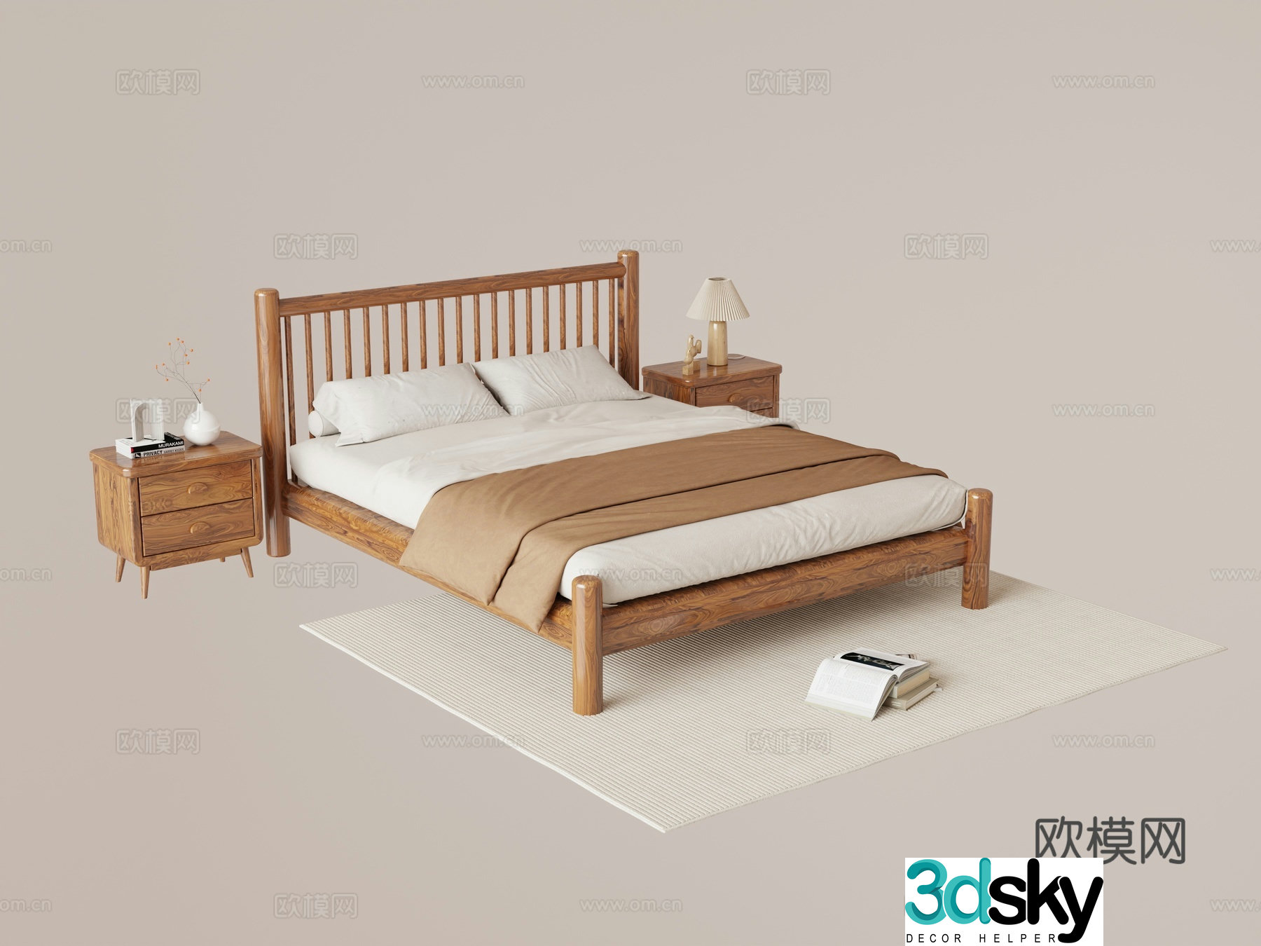 Nordic double bed 3D model
