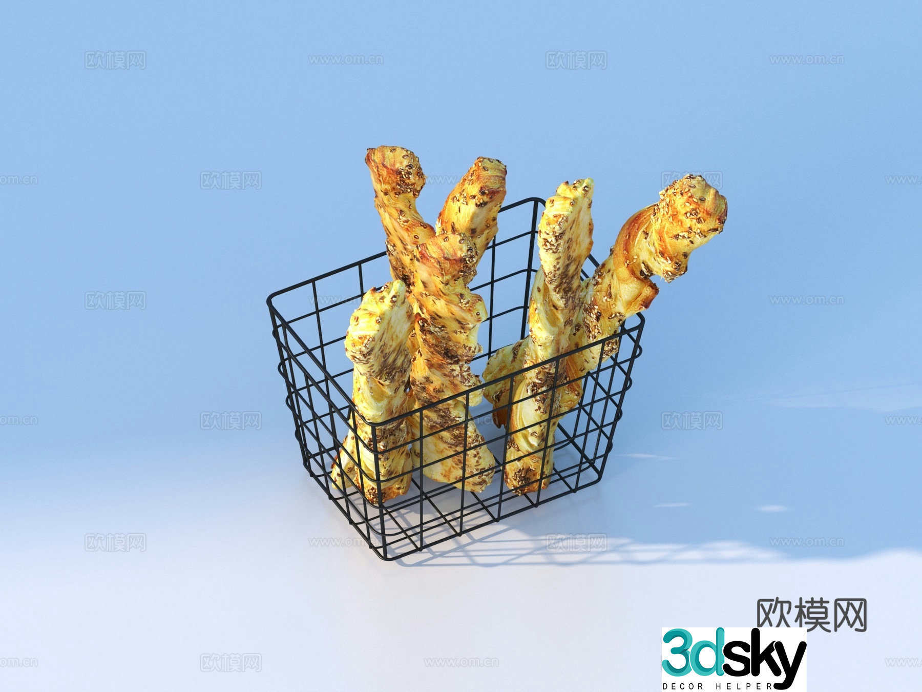 bread food dessert cake 3d model