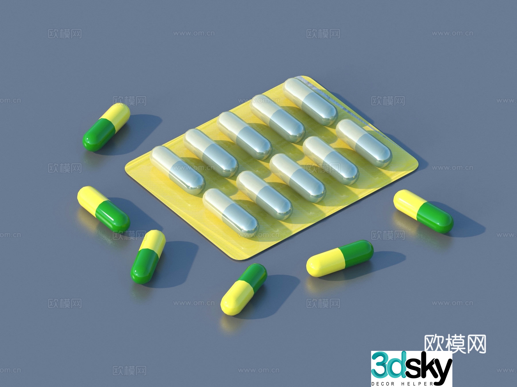 Medicine Capsules Cold Granules 3D Model