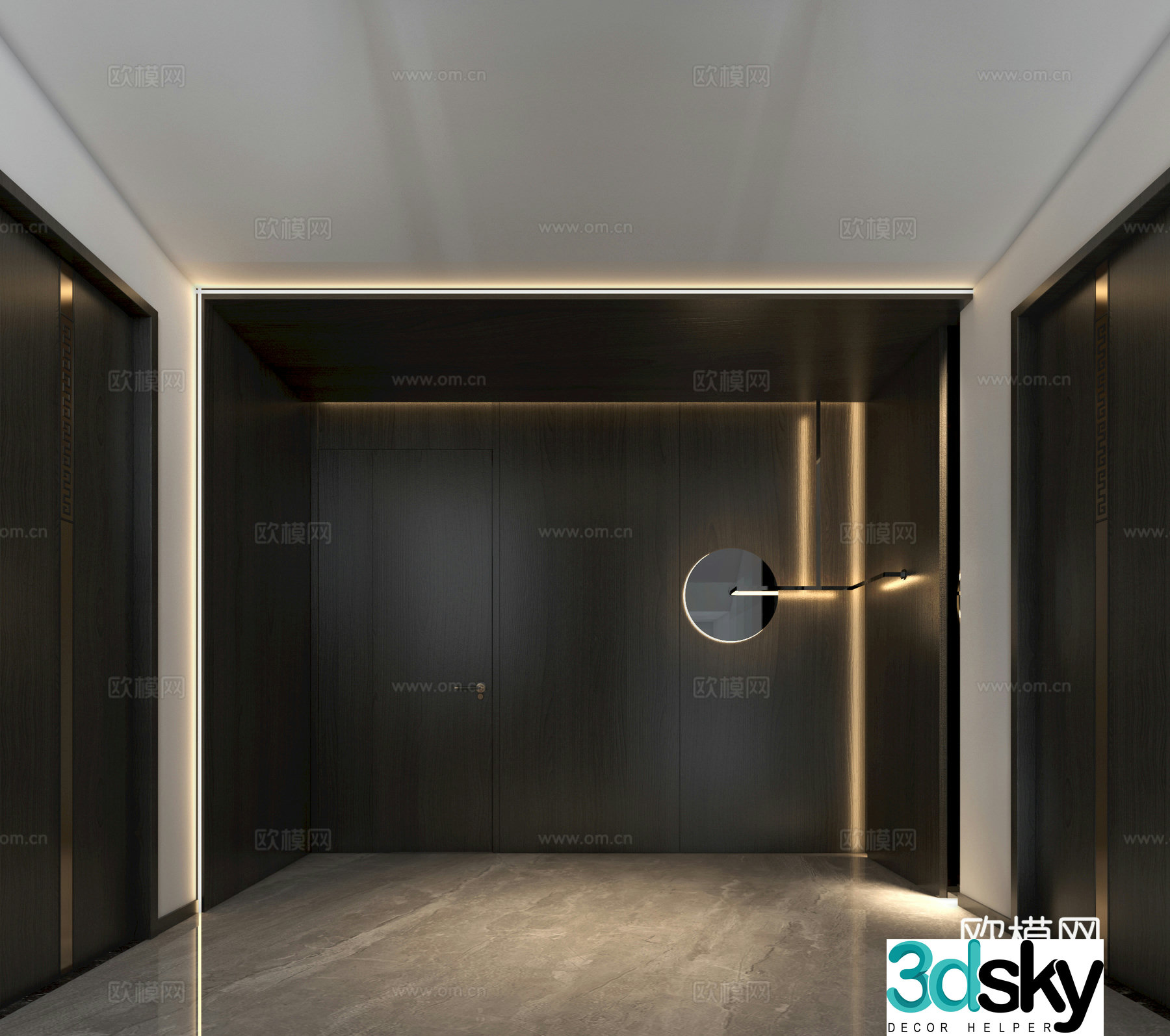 Modern elevator front hall 3d model