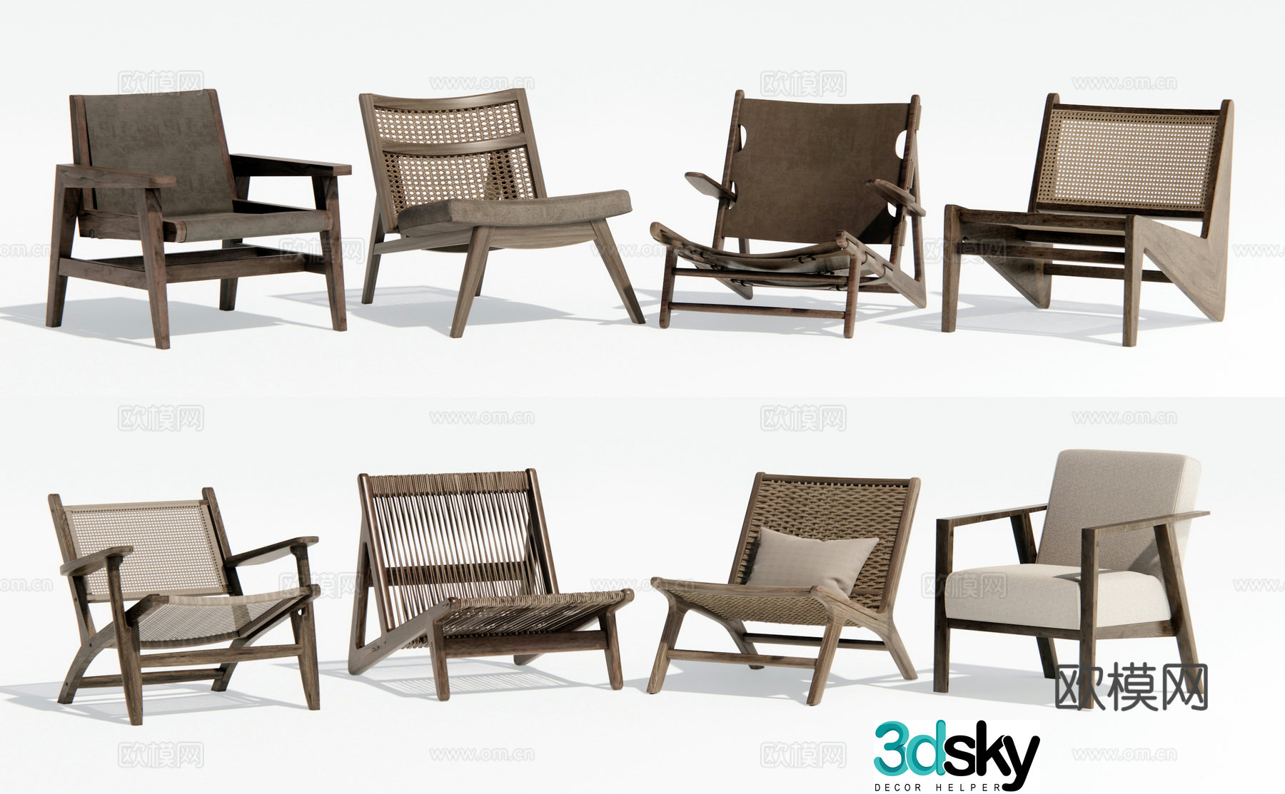 Wabi Sabi leisure chair outdoor chair rattan chair 3d model