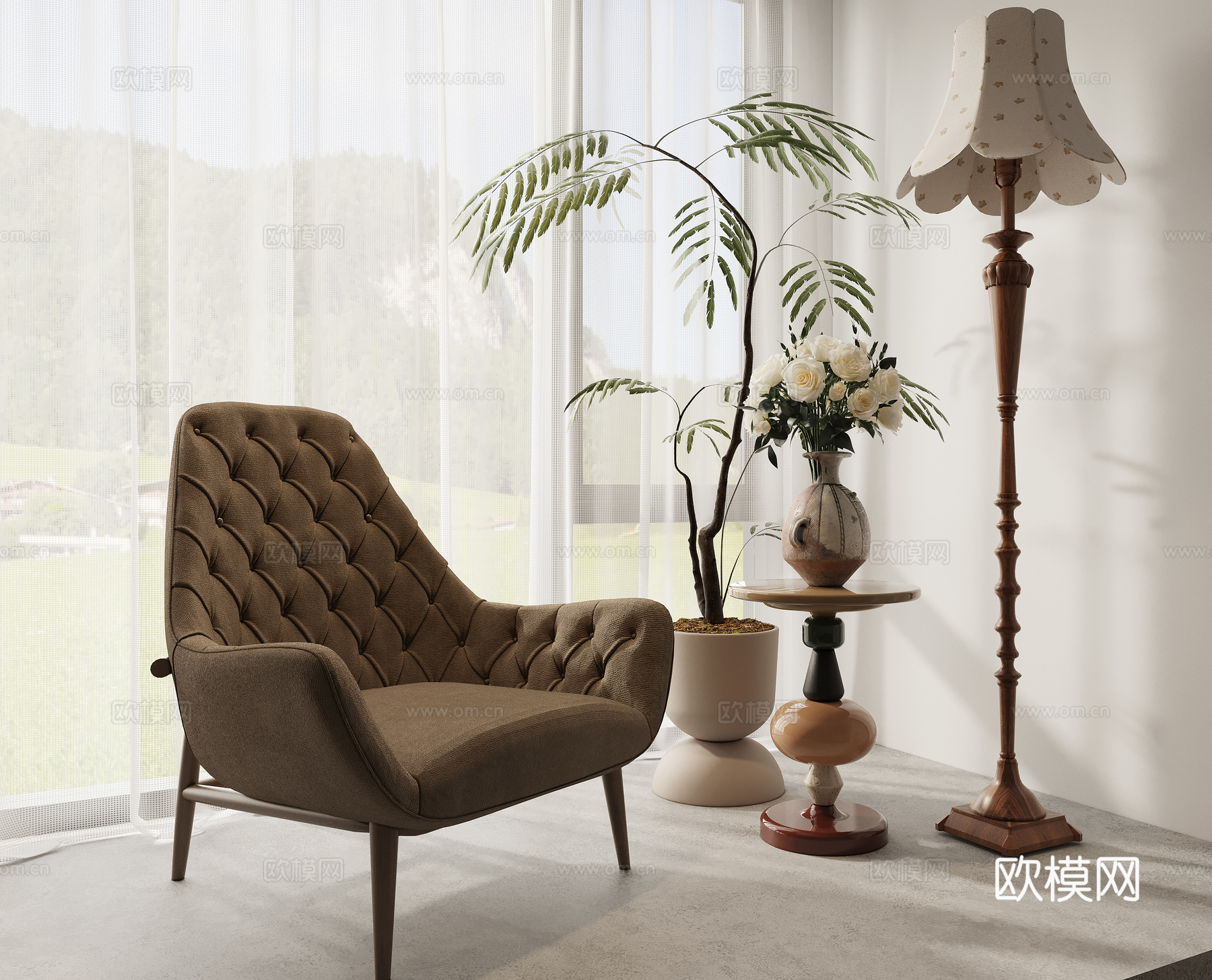 French casual chair 3D model