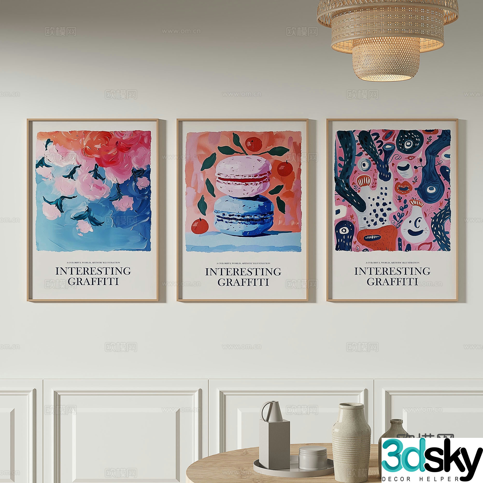 Modern flower painting decorative painting 3d model