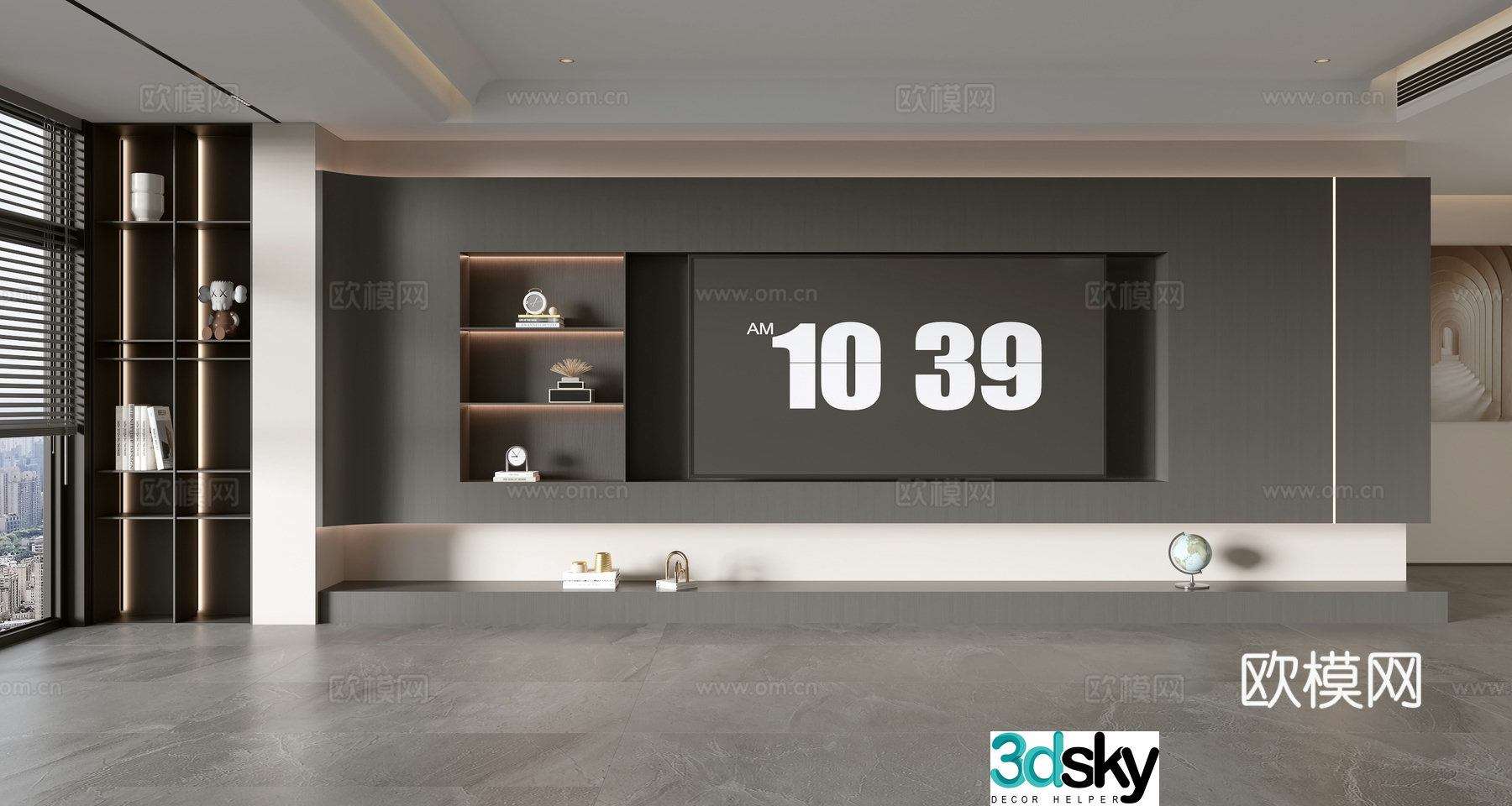 Modern TV background wall 3d model