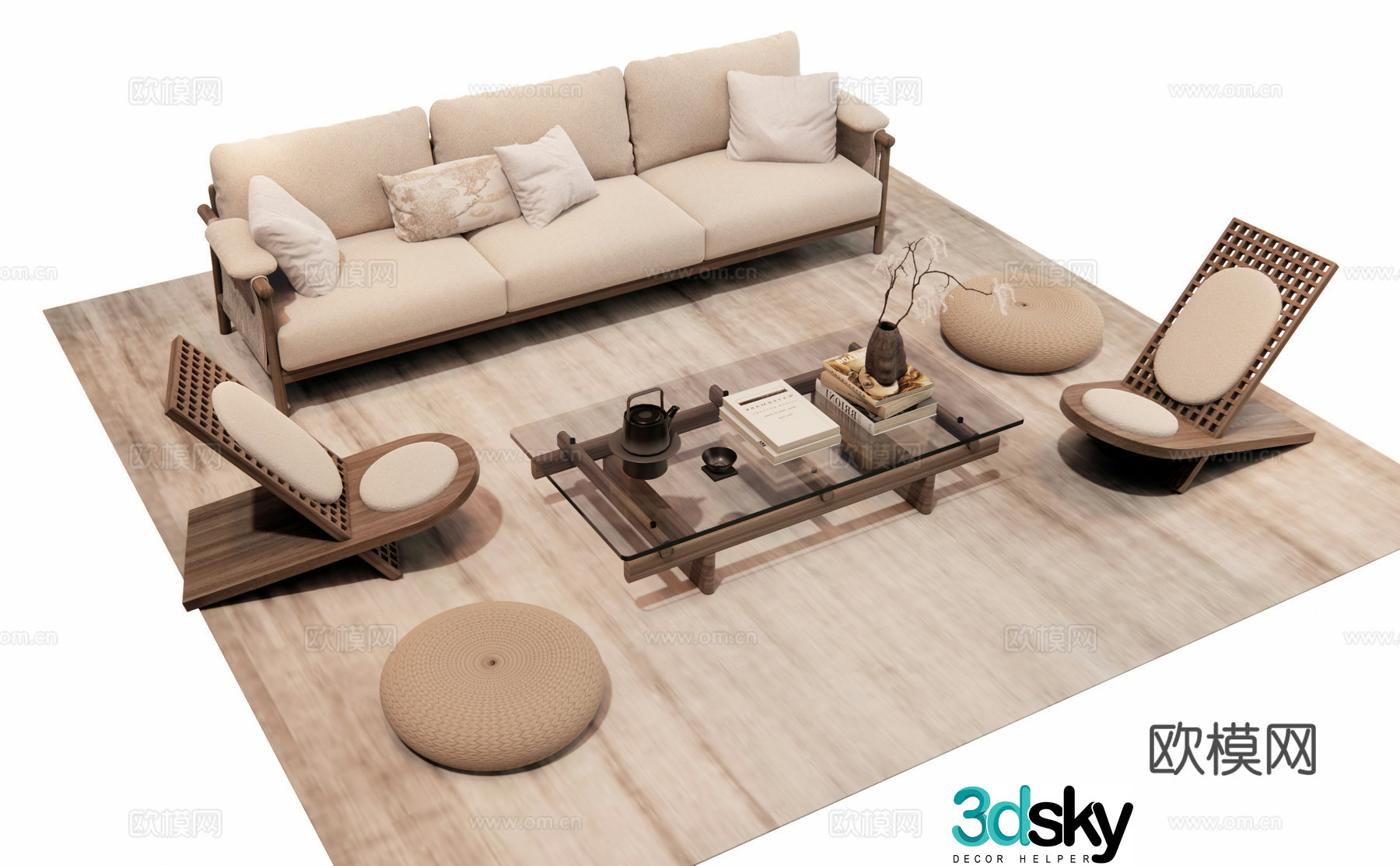 Japanese combination sofa 3D model