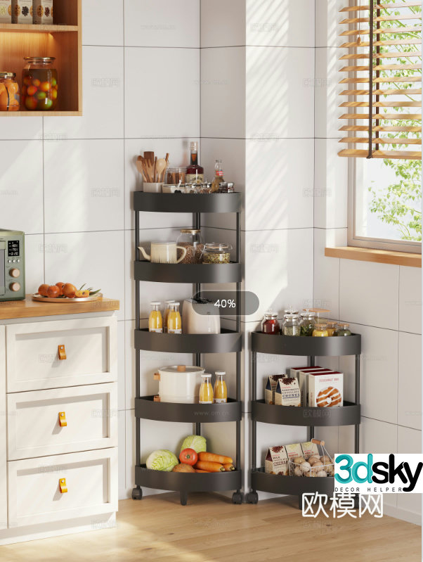 Modern kitchen trolley kitchen shelf 3d model