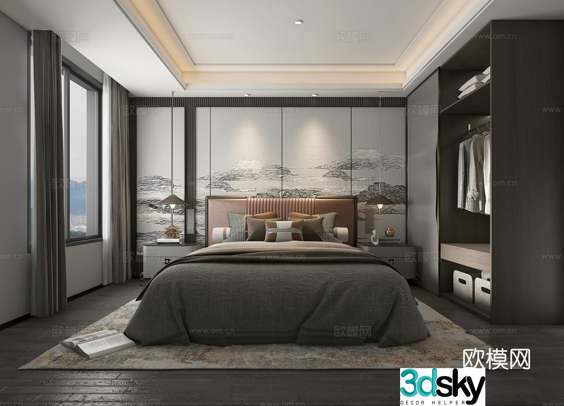 New Chinese style bedroom master bedroom 3D model