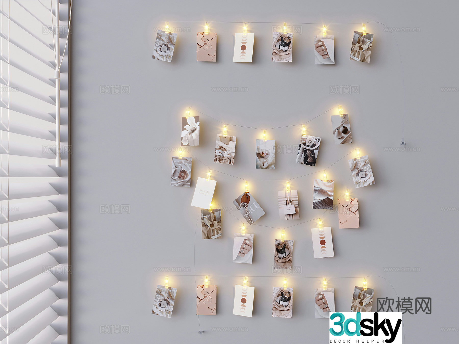 Photo wall wall decoration pendant sticky notes wall post-it notes 3d model