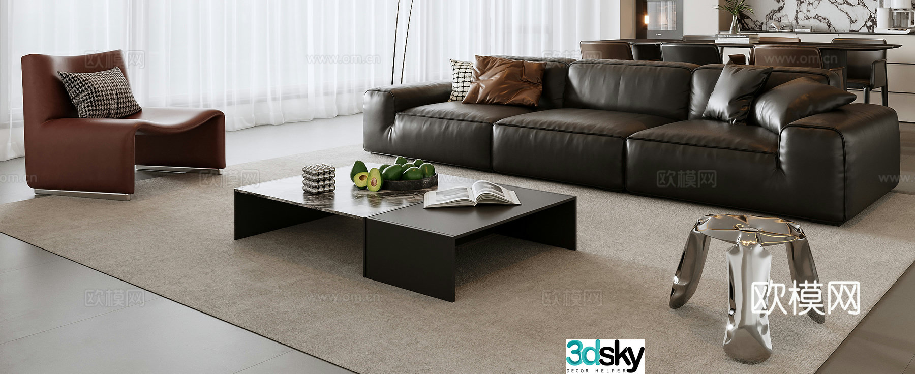 Italian sectional sofa 3d model