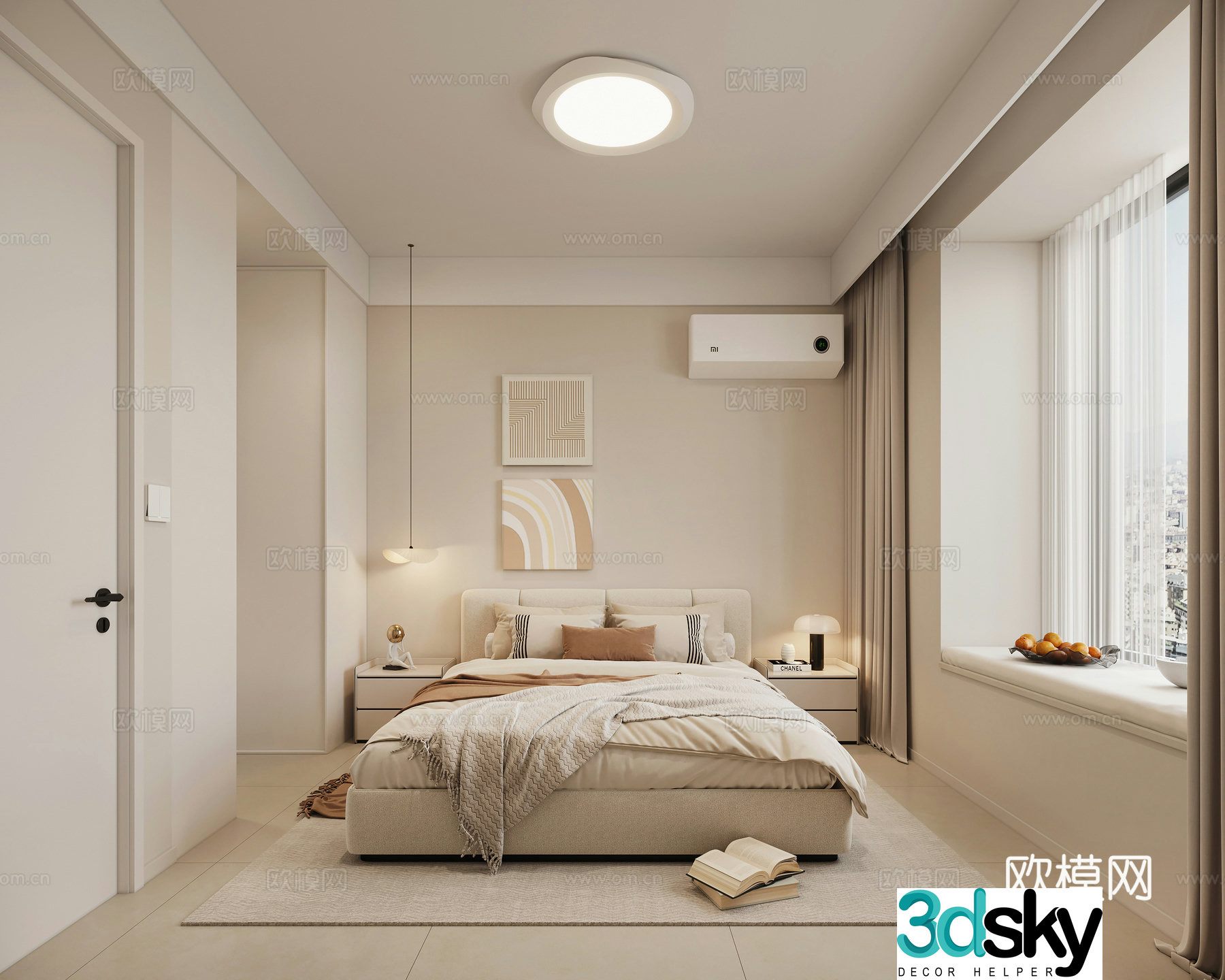 Creamy Bedroom Master Bedroom 3D Model