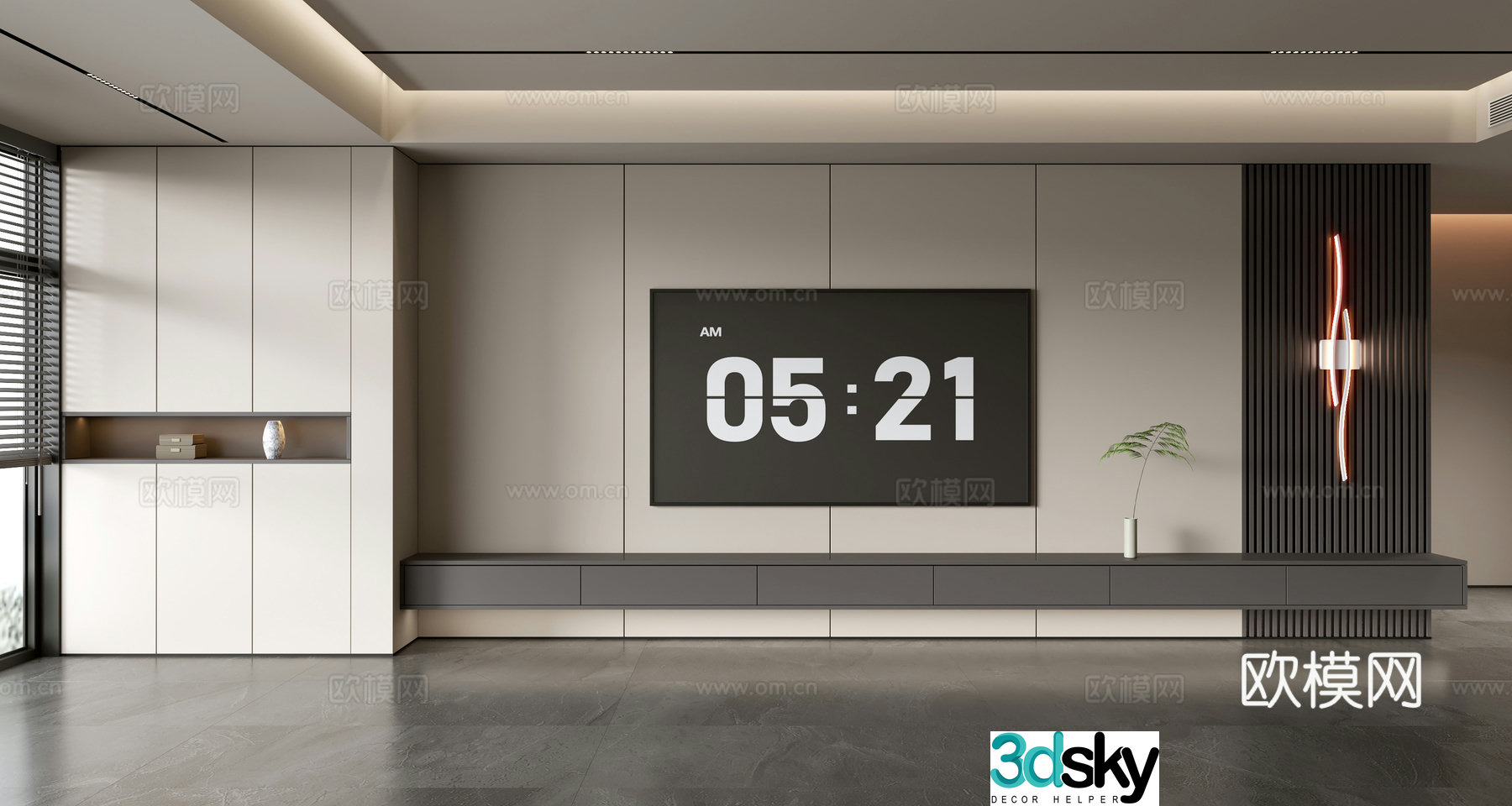 Modern TV background wall 3d model