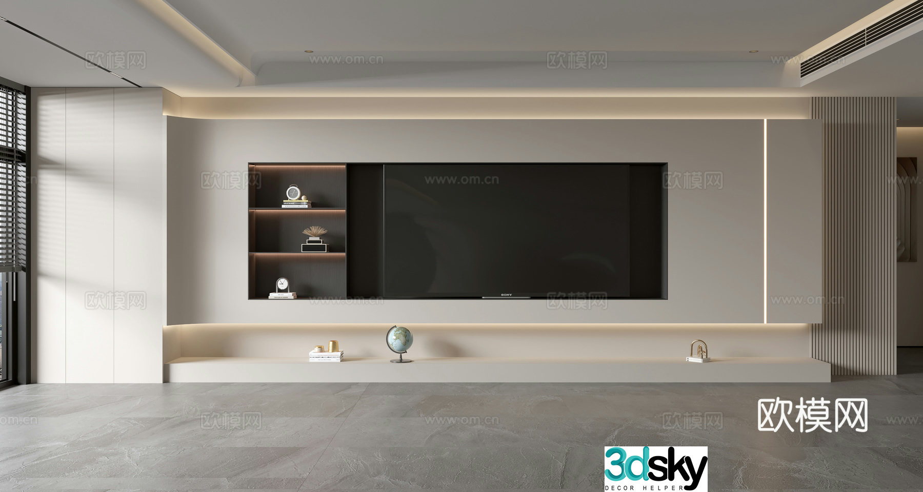 Modern TV background wall 3d model
