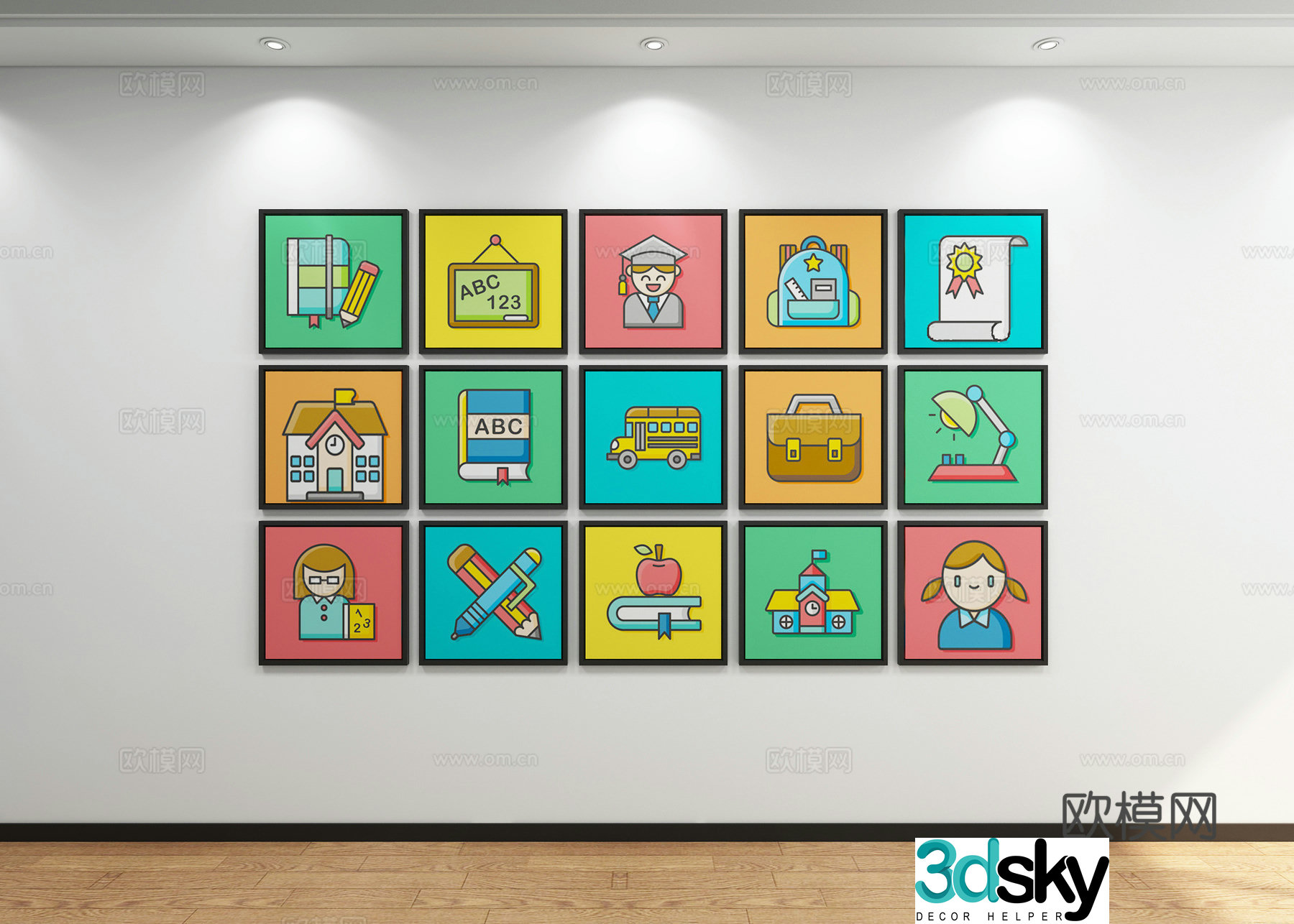 Photo wall cartoon painting decorative painting 3d model