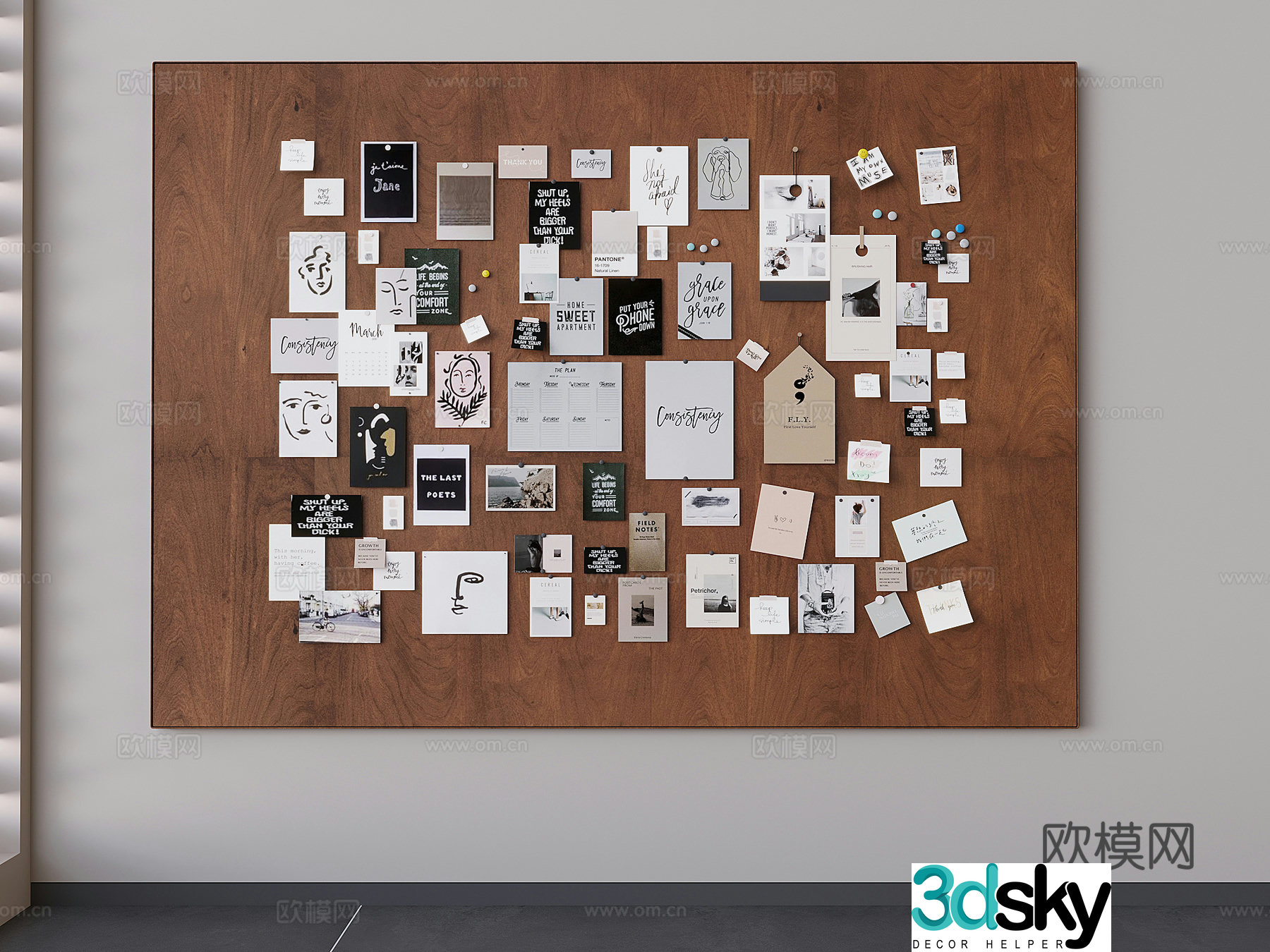 Middle-aged wall decoration panel Photo wall wall decoration pendant 3D model