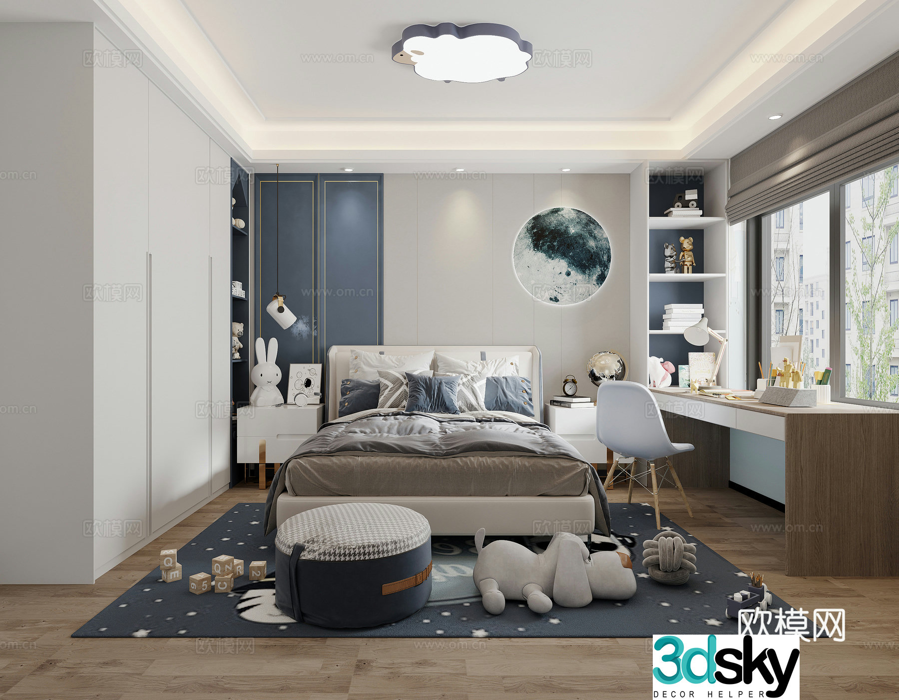 Modern children’s room boy’s room 3d model
