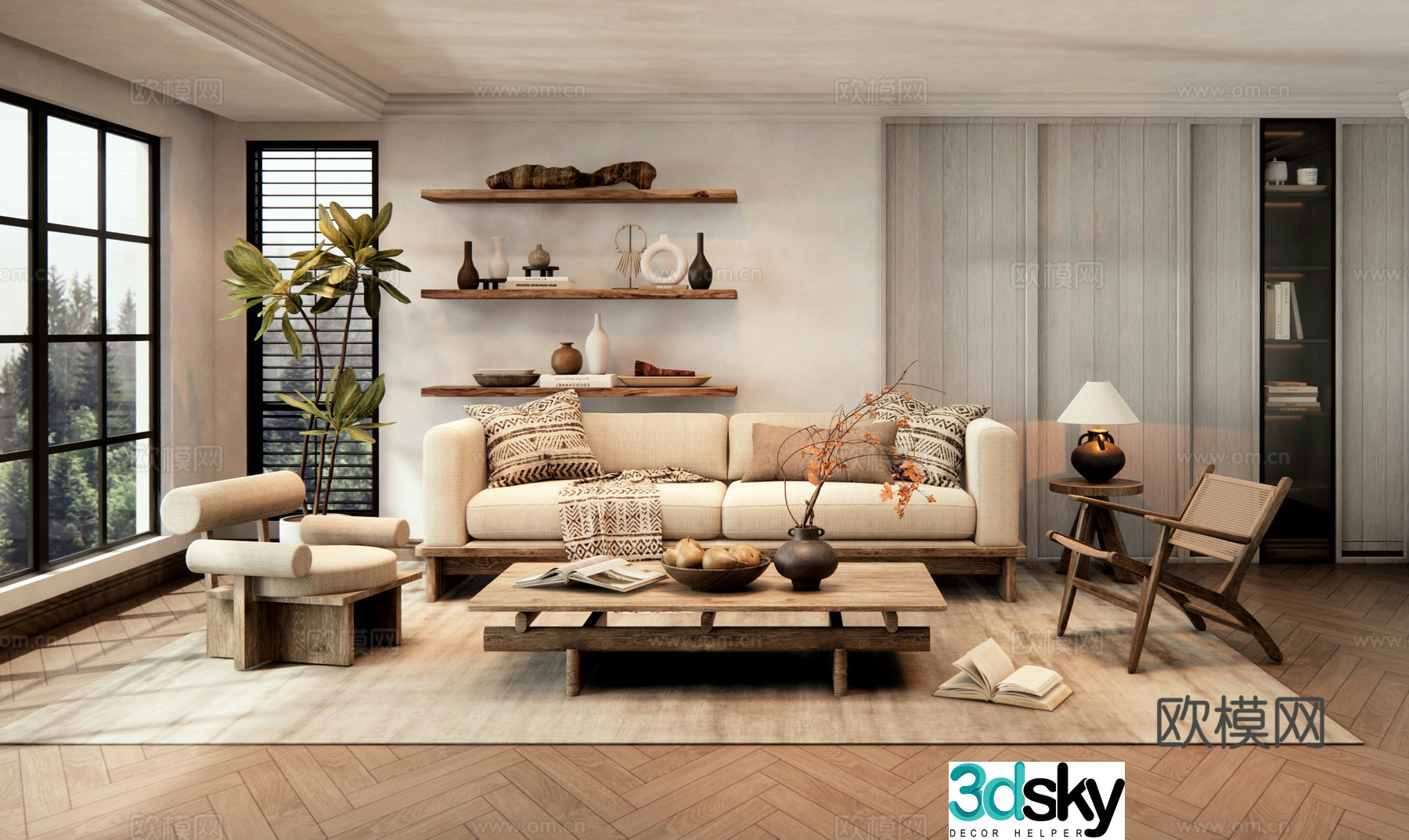 Middle-aged living room 3d model
