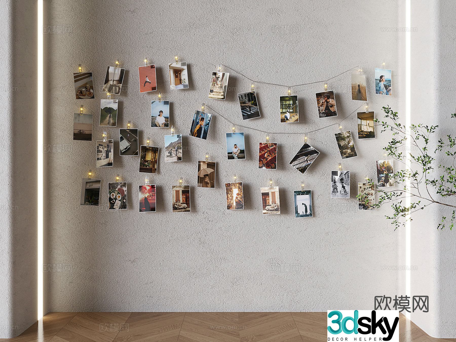 Photo wall Wall decoration pendant Photo note wall Post-it notes 3D model