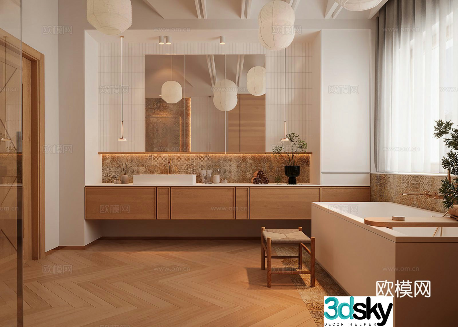 Log-wind bathroom 3d model