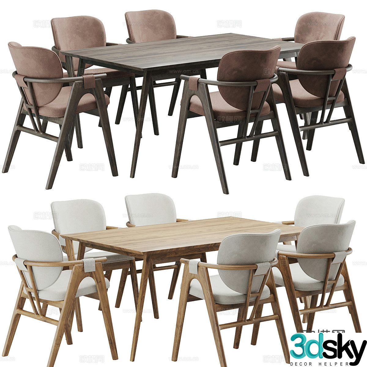 Modern dining table and chair 3d model