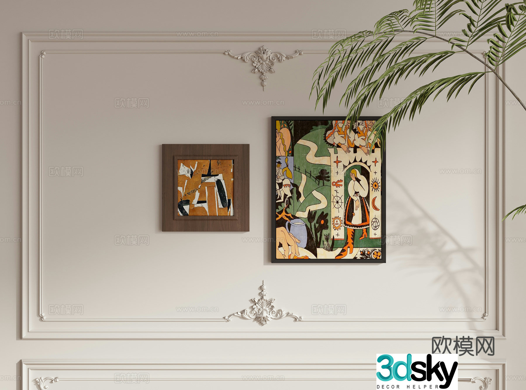 French art hanging paintings decorative painting 3d model
