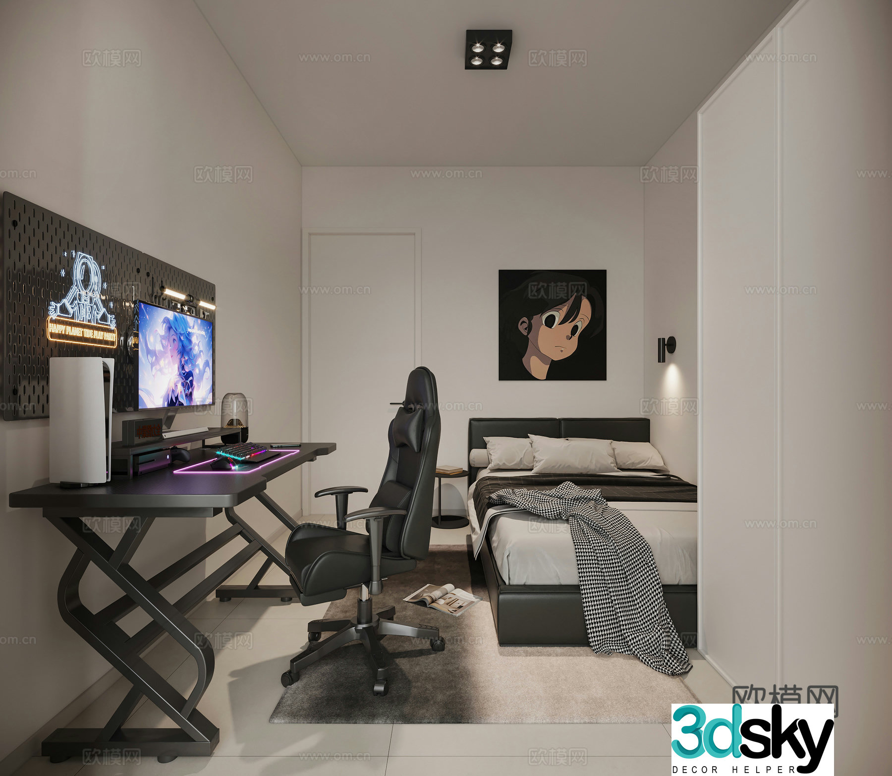 Modern bedroom second bedroom 3d model