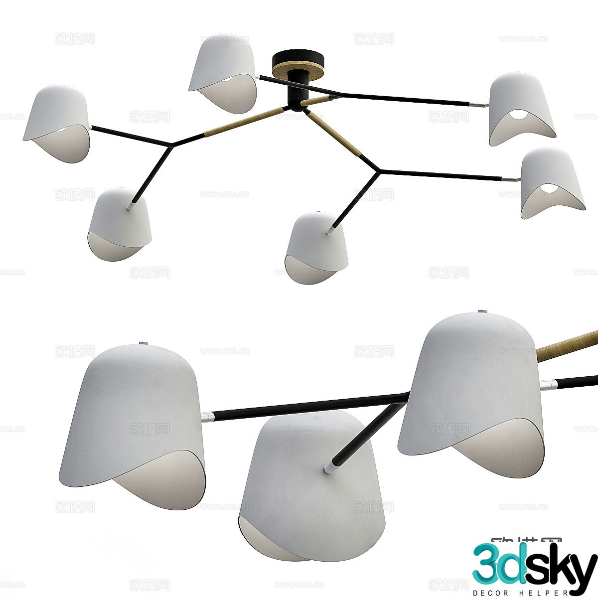 Multi-head chandelier 3d model