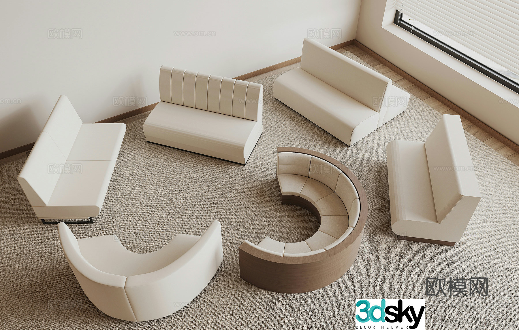 Modern booth sofa 3d model