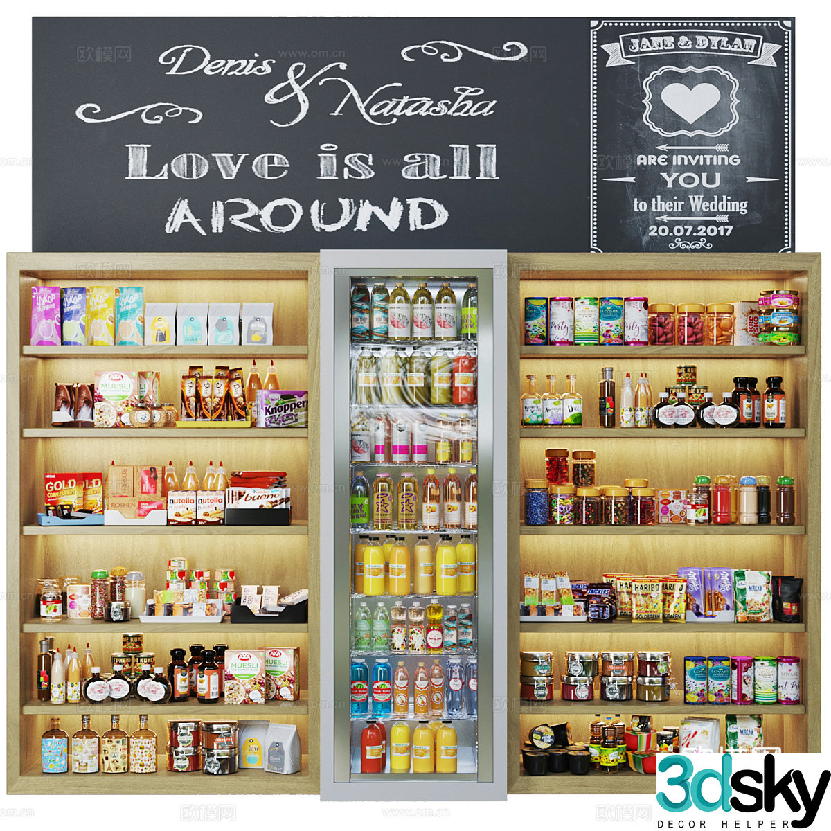Supermarket shelves snack rack 3d model
