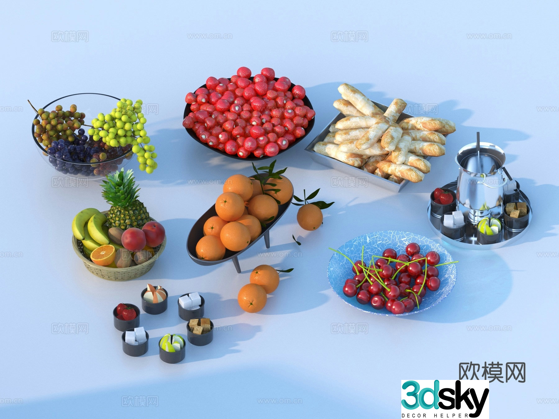 fruit food fruit plate 3d model
