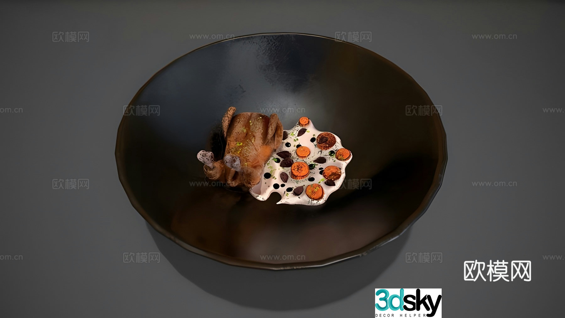 Chicken in cream sauce 3d model