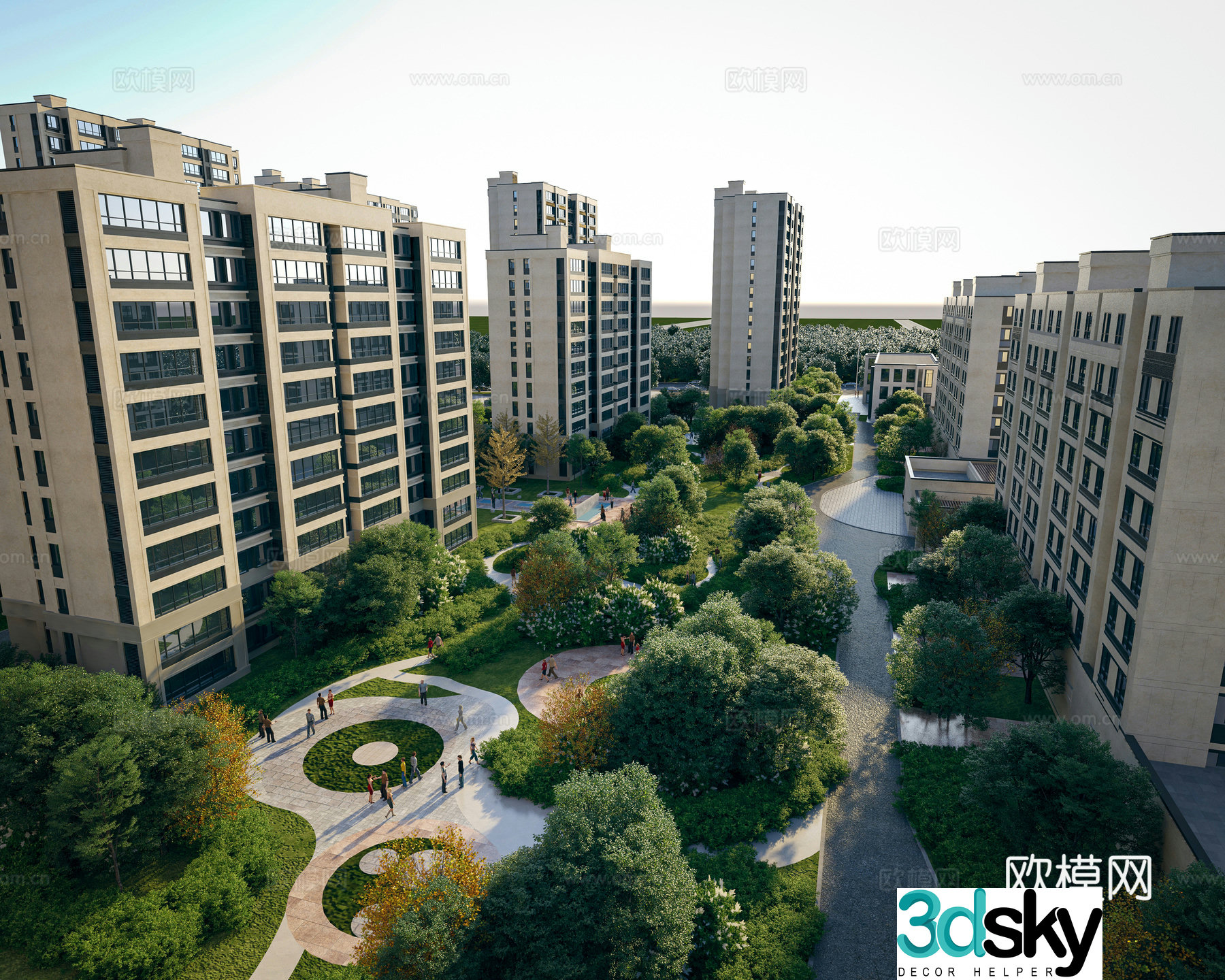 Modern house aerial view 3d model