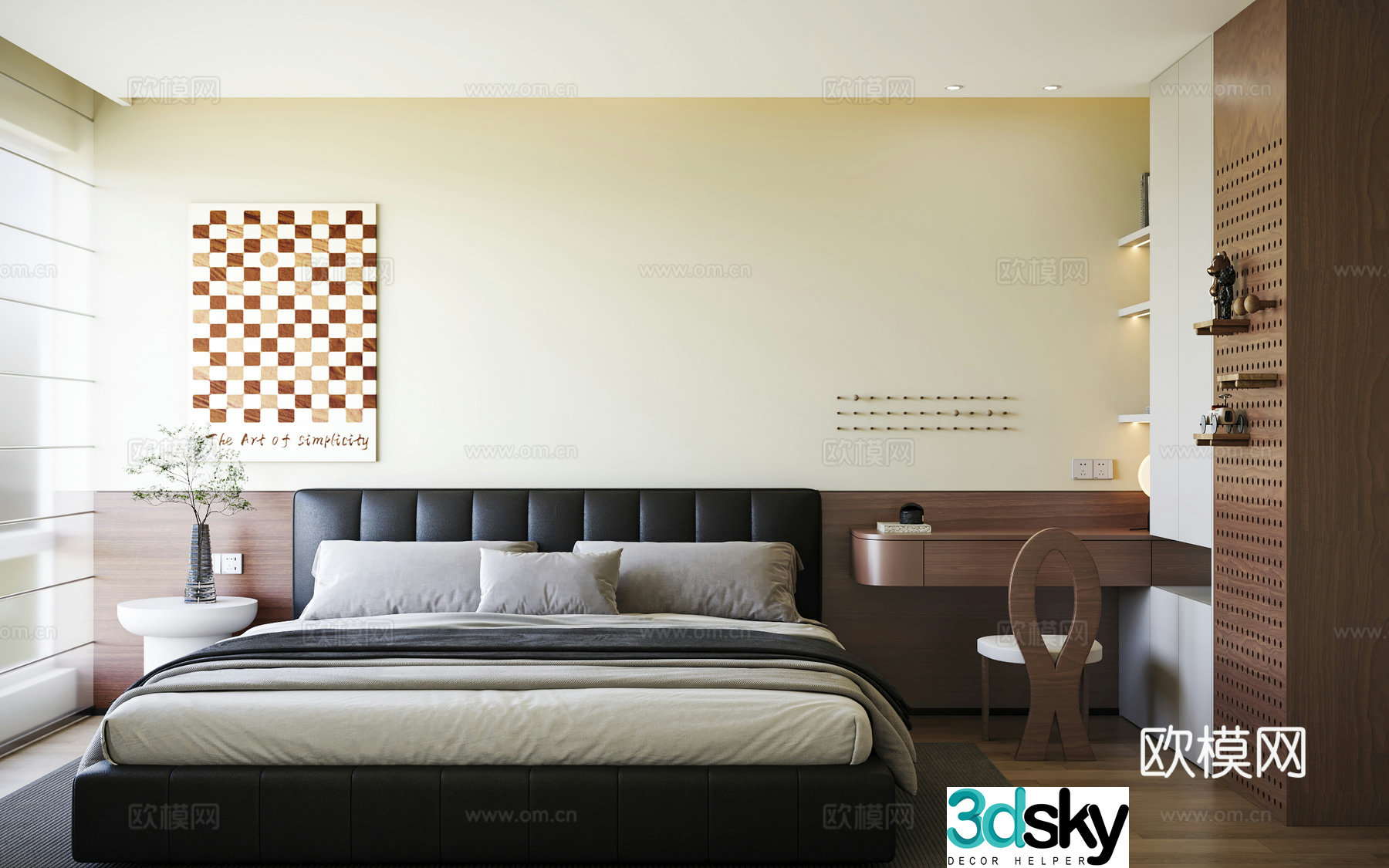 Middle style bedroom second bedroom 3D model