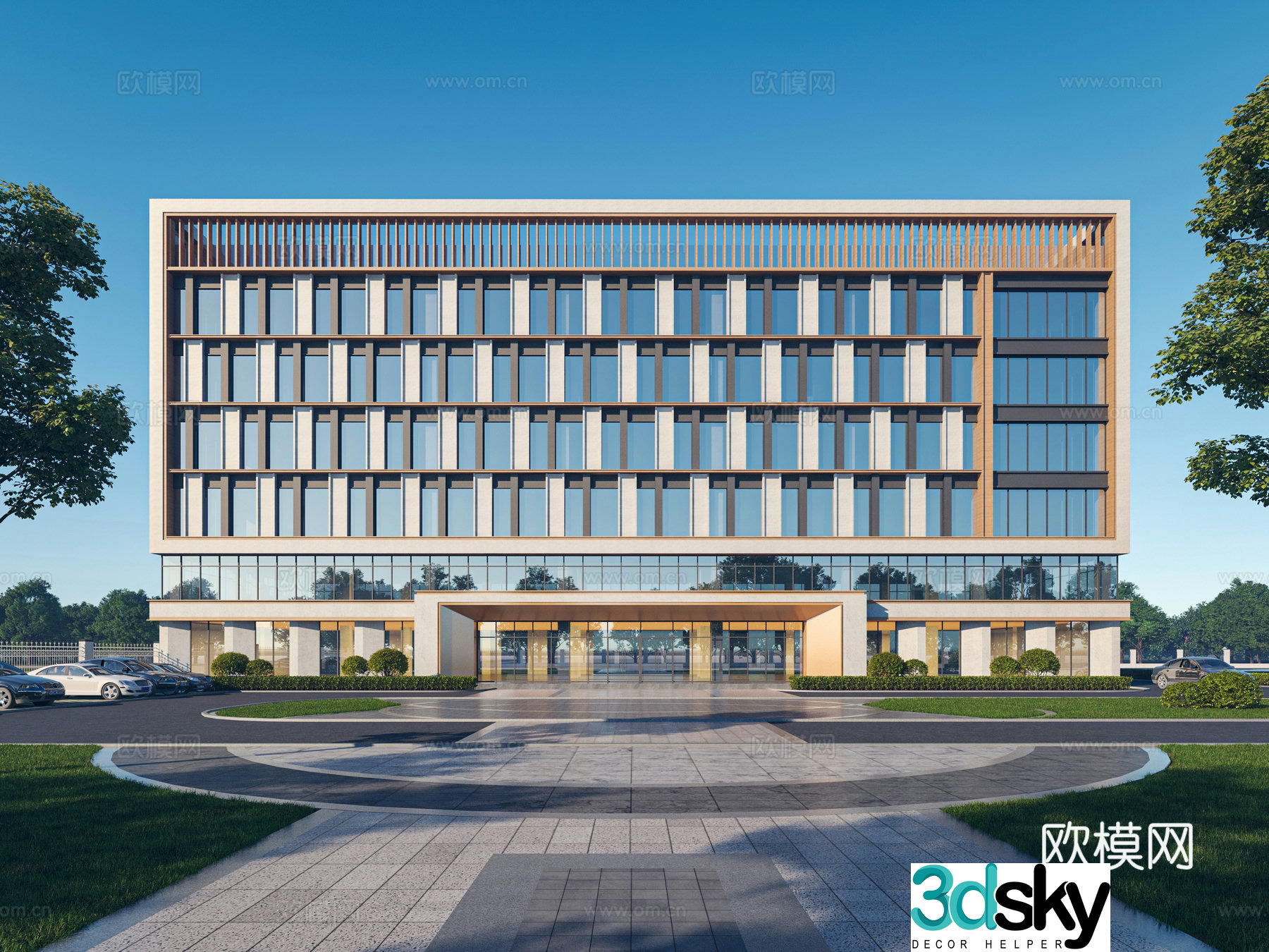 Modern office building exterior 3d model