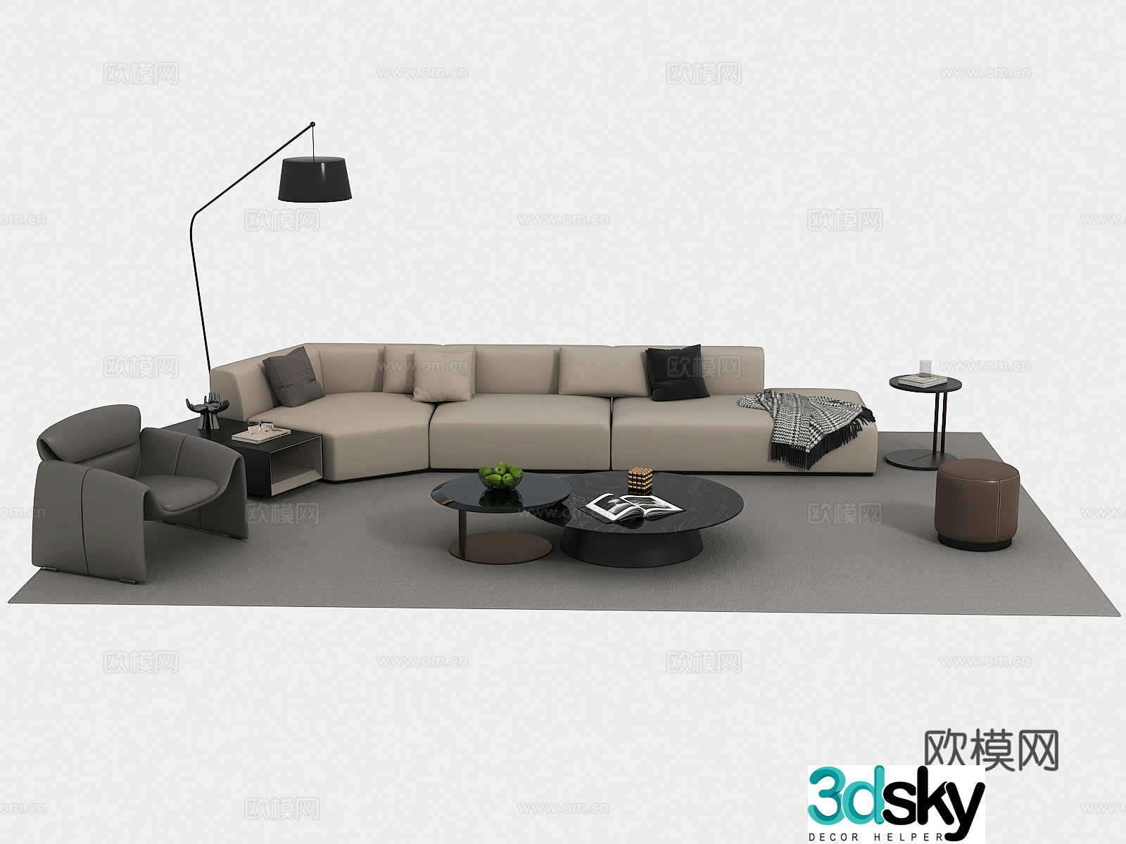 Modern combination sofa 3d model