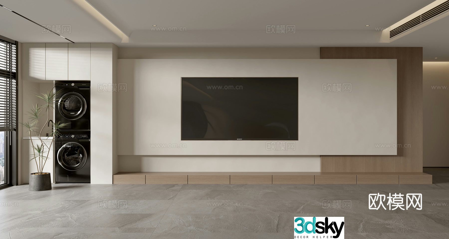 Modern TV background wall 3d model